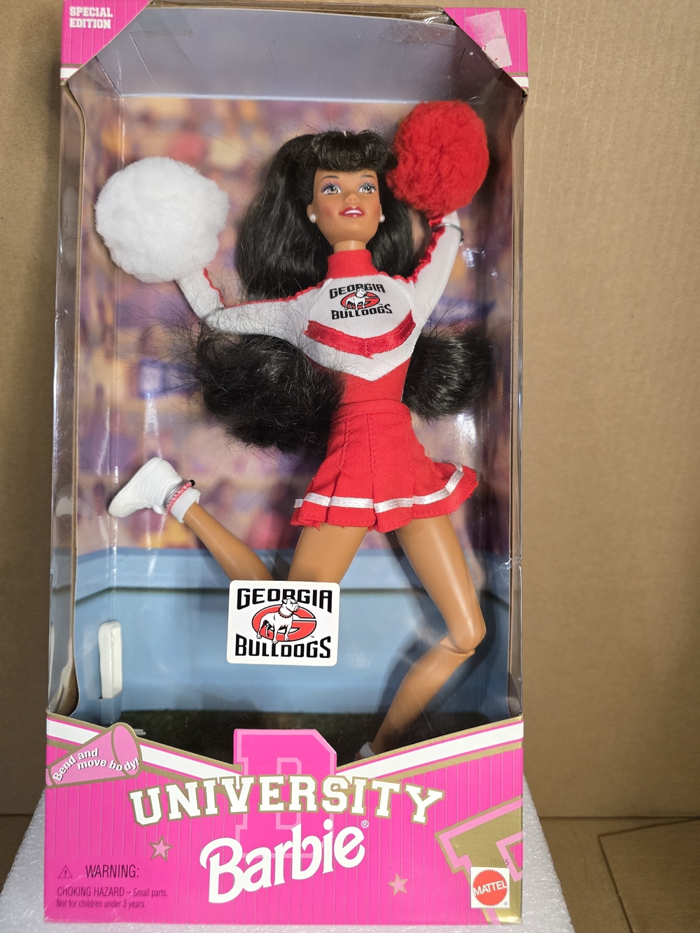 University Barbie Georgia Bulldogs Red Cheerleader Doll